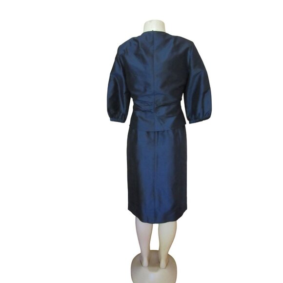 Vintage New w Tags, Talbots Navy Blue Pure Silk Dress w Jacket SZ 8 - Picture 7 of 9